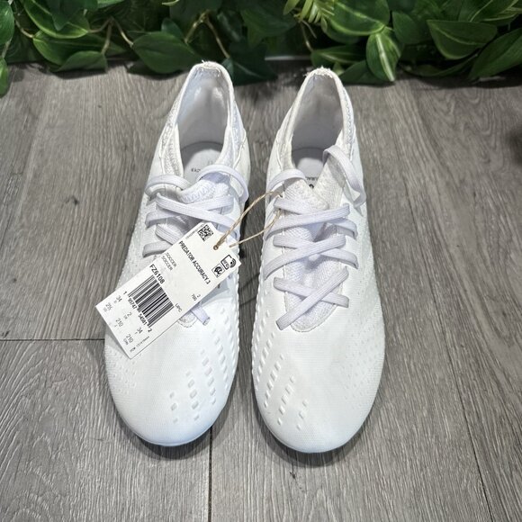 Adidas Predator Accuracy.3 FG Soccer Cleats Shoes White FZ6108 Youth Size 2.5 - Picture 2 of 9